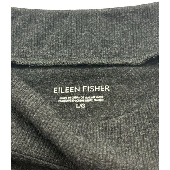 Eileen Fisher System Casual Charcoal Gray Top Stretchy Viscose Blend Boxy Size L - Picture 5 of 7